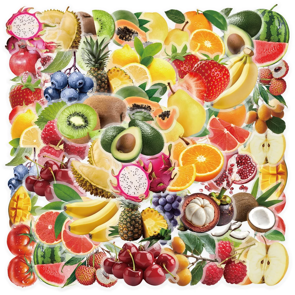 50pcs Fruit Stickers Blueberry Transparent PET Stickers DIY For Scrapbook, Journaling, Laptop, Bumper, Skateboard, Water Bottles