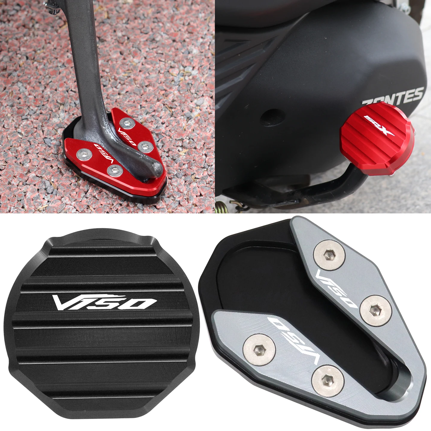 For Zontes 150X 150V 150 X V Centre Foot Kickstand Extender Enlarger Plate Foot Side Stand Widen Motorcycle Accessories
