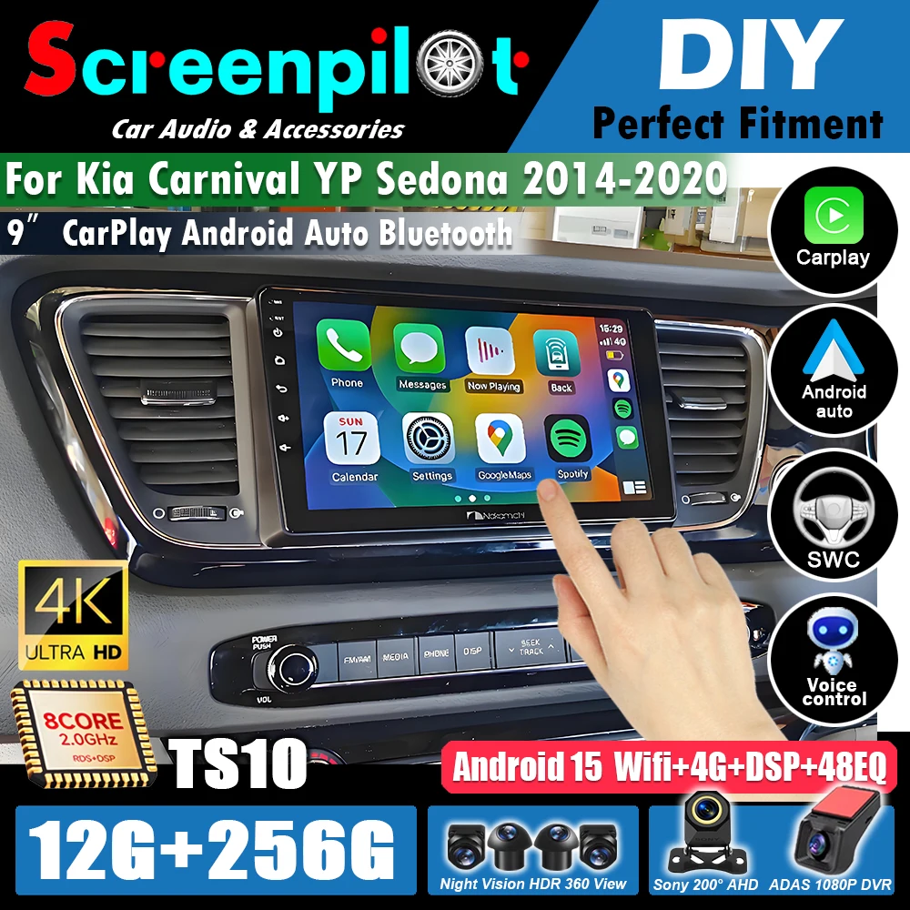 Android 16For Kia Carnival YP Sedona 2014 -2016 2017- 2020 Car Radio Video Multimedia Stereo Head Unit GPS Navigation Player