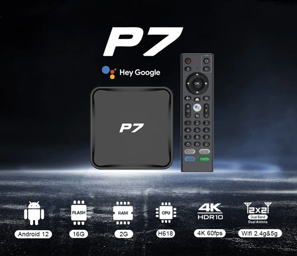 P7 TV BOX 4GB RAM 32GB ROM Allwinner H618 Wifi6 BT5.4 4K Android 12 Media Player Set Top BOX
