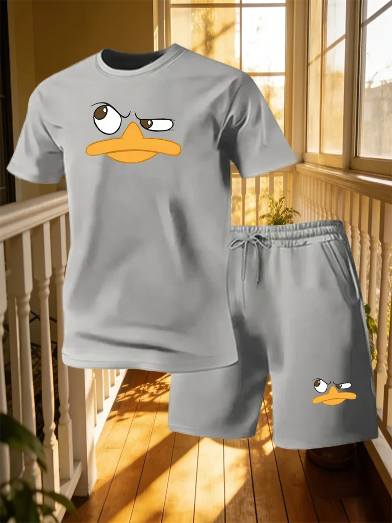 Summer Men's Casual Short Sleeved T-shirt and Shorts Set, Suitable for Home Vacation, Leisure, Outdoor Jogging, Fitness