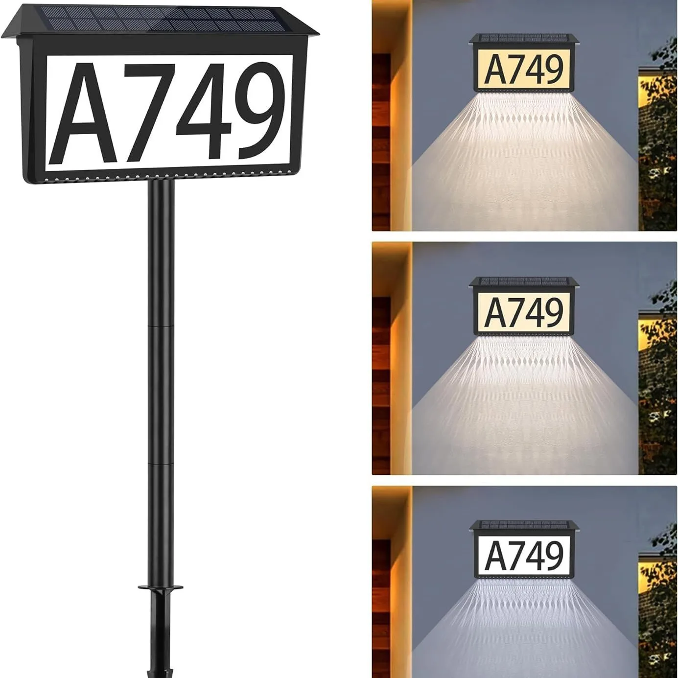 

Наружный солнечный цифровой светильник с номером дома, настенное крепление, наземный кол, 3-режимный, энергосберегающий, садовый, декоративный, адресная табличка