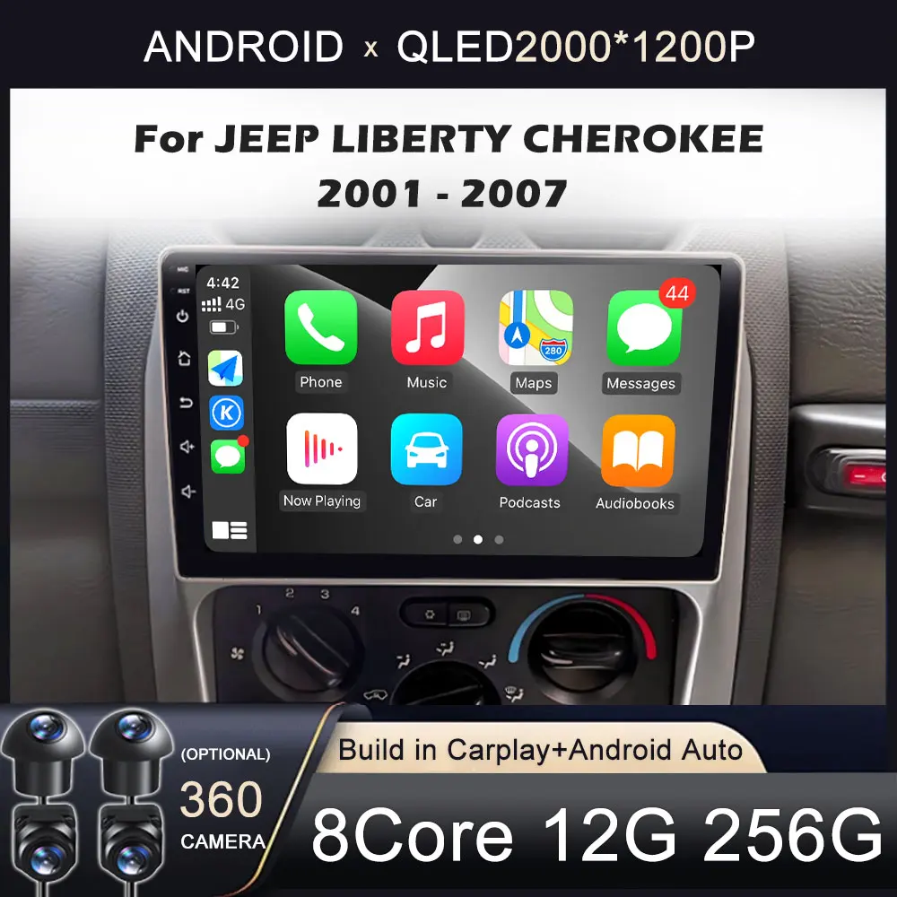 Android 16 For JEEP LIBERTY CHEROKEE 2001 2002 2003 2004 2005 2006 2007 Carplay Car Stereo Car Radio Video Multimedia Player 5G