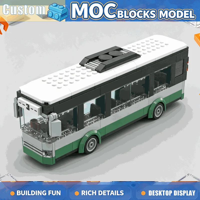 202PCS Urban Transit Bus Building Block Vehicle Model DIY Assembly Toy Creative Display Collectible Decor Birthday Festival Gift