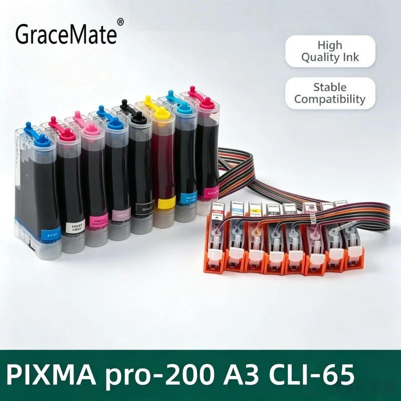GraceMate CLI-65 CISS Continuous Ink Supply System With Chip Compatible For Canon PIXMA Pro-200 A3+ Photo Printer