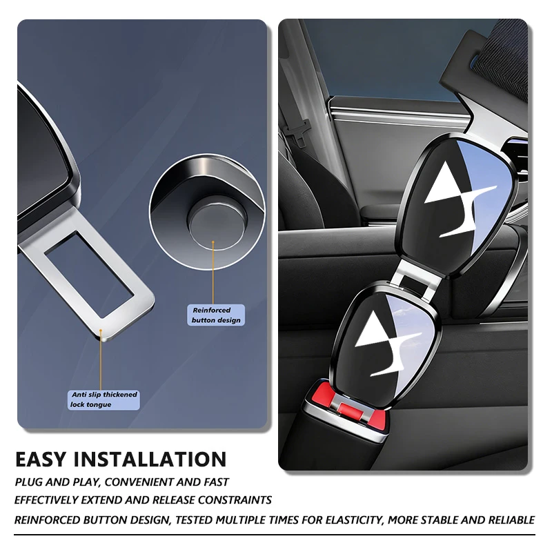 Car Logo Seat Belt Clip Adjustable Extension Plug Auto Accessories For DS SPIRIT DS4S DS3 DS5 5LS DS6 DS7 DS9 E-Tense WILD RUBIS