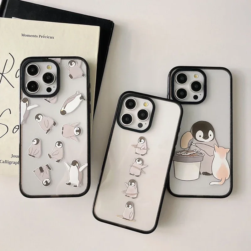 

Cute Cartoon Penguin 2.0 Acrylic Black Border Phone Case Cover for IPhone 11 12 13 14 15 Pro Max Case