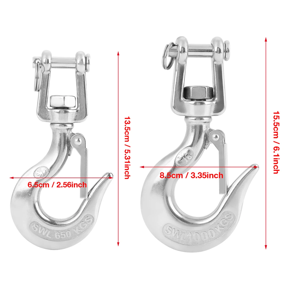 650kg/1000kg 304 Stainless Steel Swivel Lifting Hook with  Rigging Accessory Rigging Accessory Stainless Steel Lifting Hook