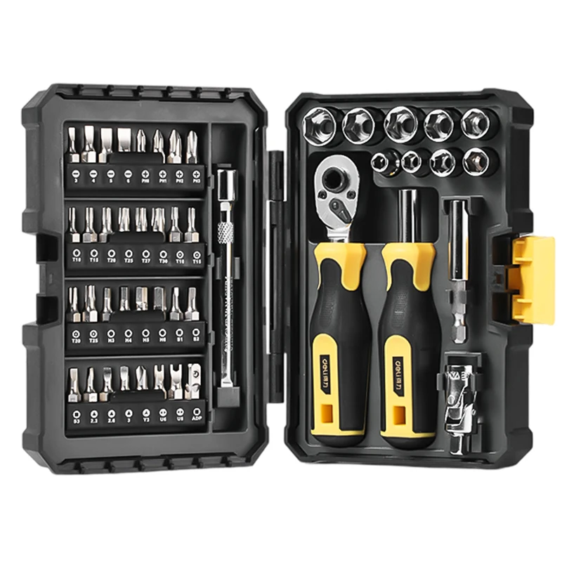 

DELI 46PCS Screwdriver Ratchet Wrench Set with Sockets Metric Hex Bit Socket Set Mechanic Tool Kits for Hous Auto Repair
