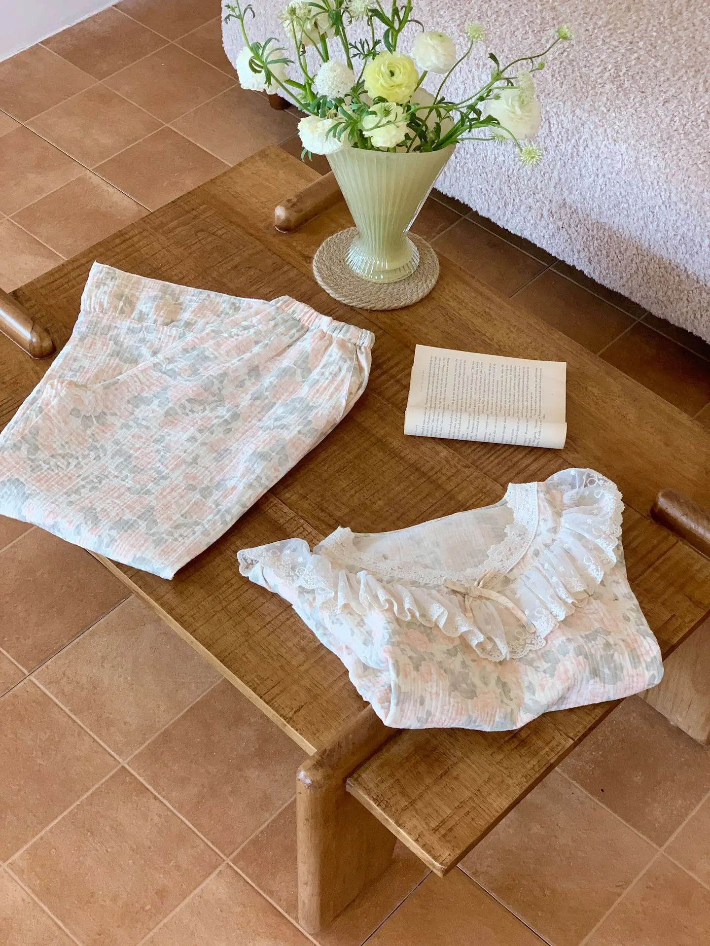 New Two Piece Set Stitch Pajama Autumn New Floral Long Sleeve Sleepwear Women's Cotton Pyjamas Set Loose Night Wear Female