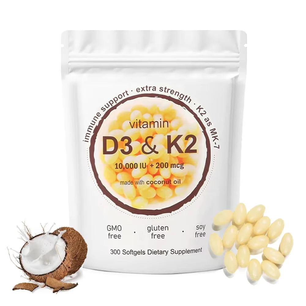 180 Vitamin D3 K2 Softgel-Nahrungsergänzungsmittel 10.000 IE D3+200 MCG K2 Immunsystem-Gesundheit – Detail 7