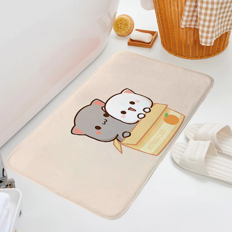 Anime Carpet S-Peach Mochi Cats Doormat Carpets for Living Room Rug Floor Mats Front Door Mat Kitchen Treadmill Rugs Bathmat Rug