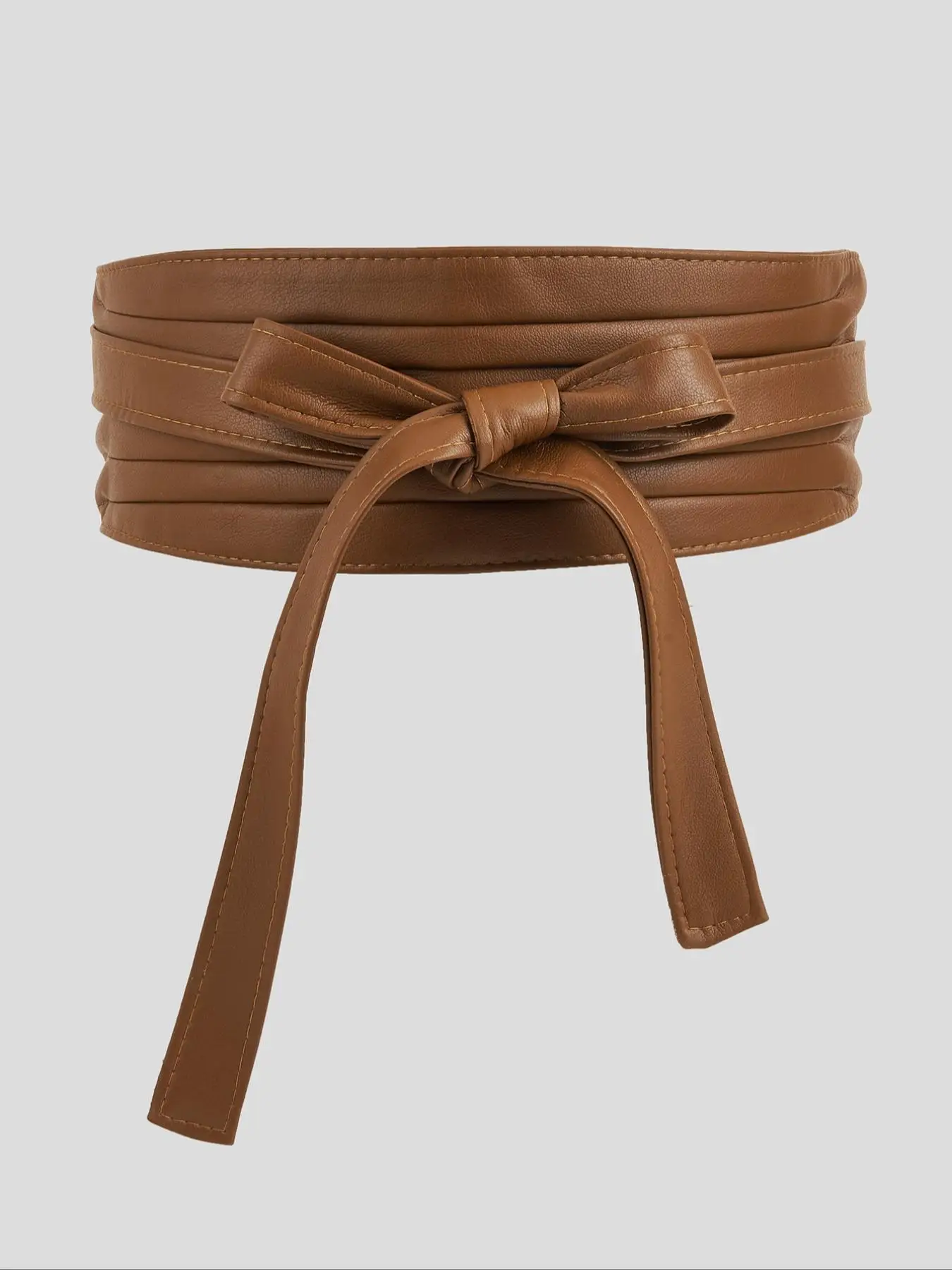 قطعة واحدة من حزام معقود من البولي يوريثان بلون سادة كاجوال للسيدات، حزام ربط بني على طراز القصر، حزام عريض أنيق بوهيمي، مناسب للأزواج مع الفساتين، مثالي للحفلات والمهرجانات الموسيقية #5