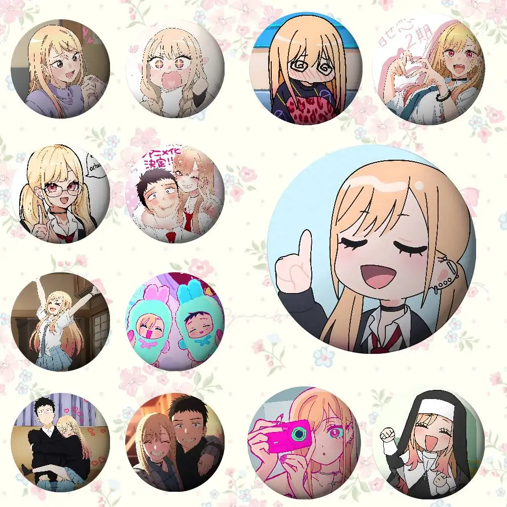 

Marin Kitagawa Anime My Dress Up Darling Brooches Stylish Ornament Pins Exquisite Round Badge Bag Accessories Jewelry Gifts