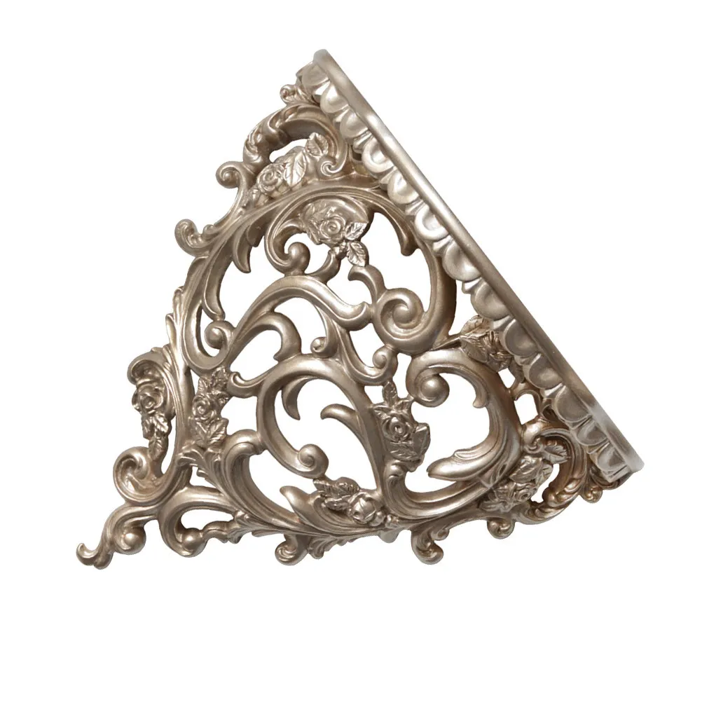 Champagne Gold European-Style Hollow Carving Flower Shelf Wall Art Decor Living Room Decorative Craft