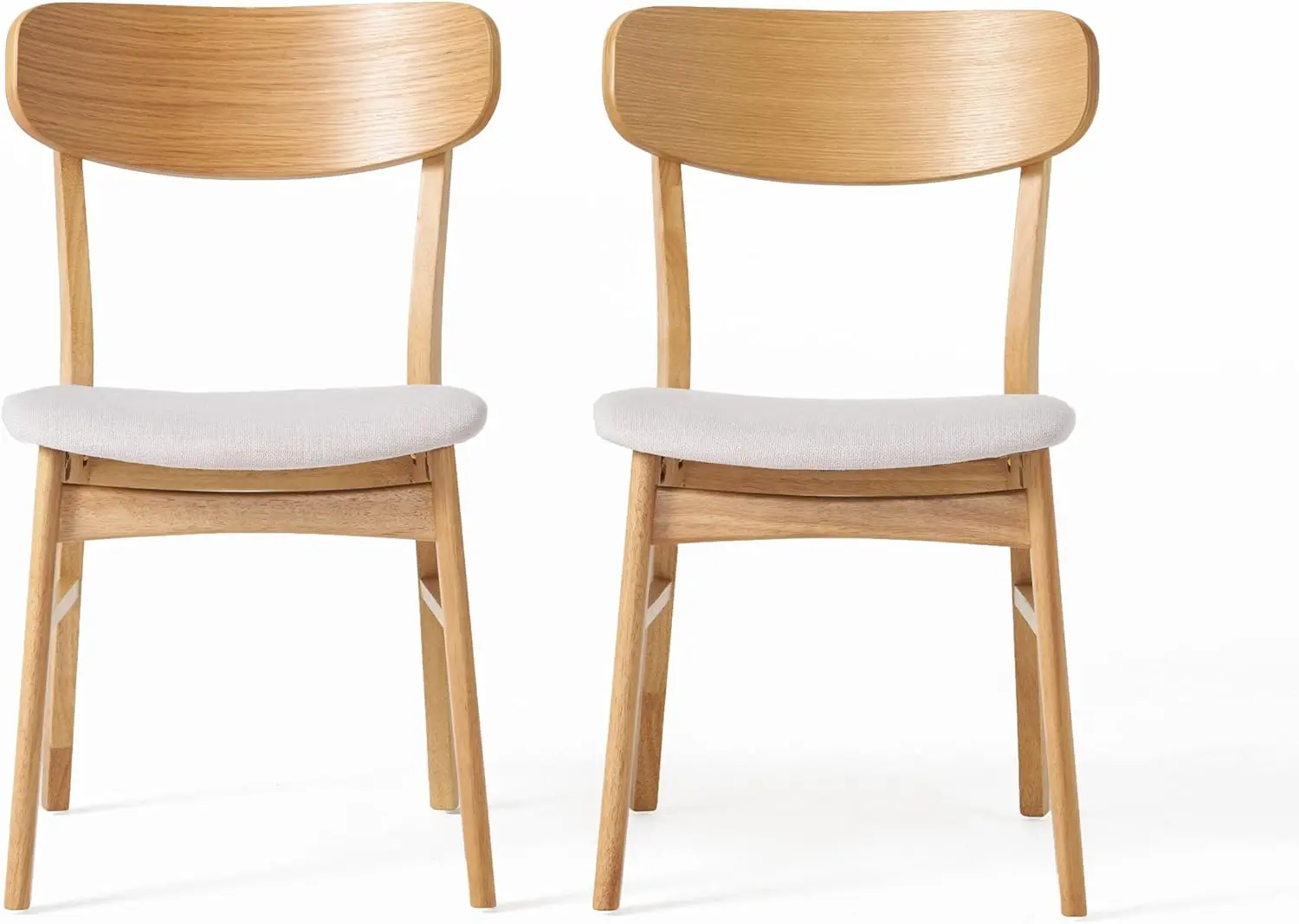 

Elegant Light Beige Oak Finish Dining Chairs Set of 2, Premium Fabric Upholstery, Modern Rustic Style Home Furniture