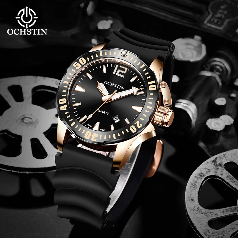 OCHSTIN Irregular Pilot Series Luminous Sports Silicone Top Men's Watches Business Waterproof New Design Wristwatch Male