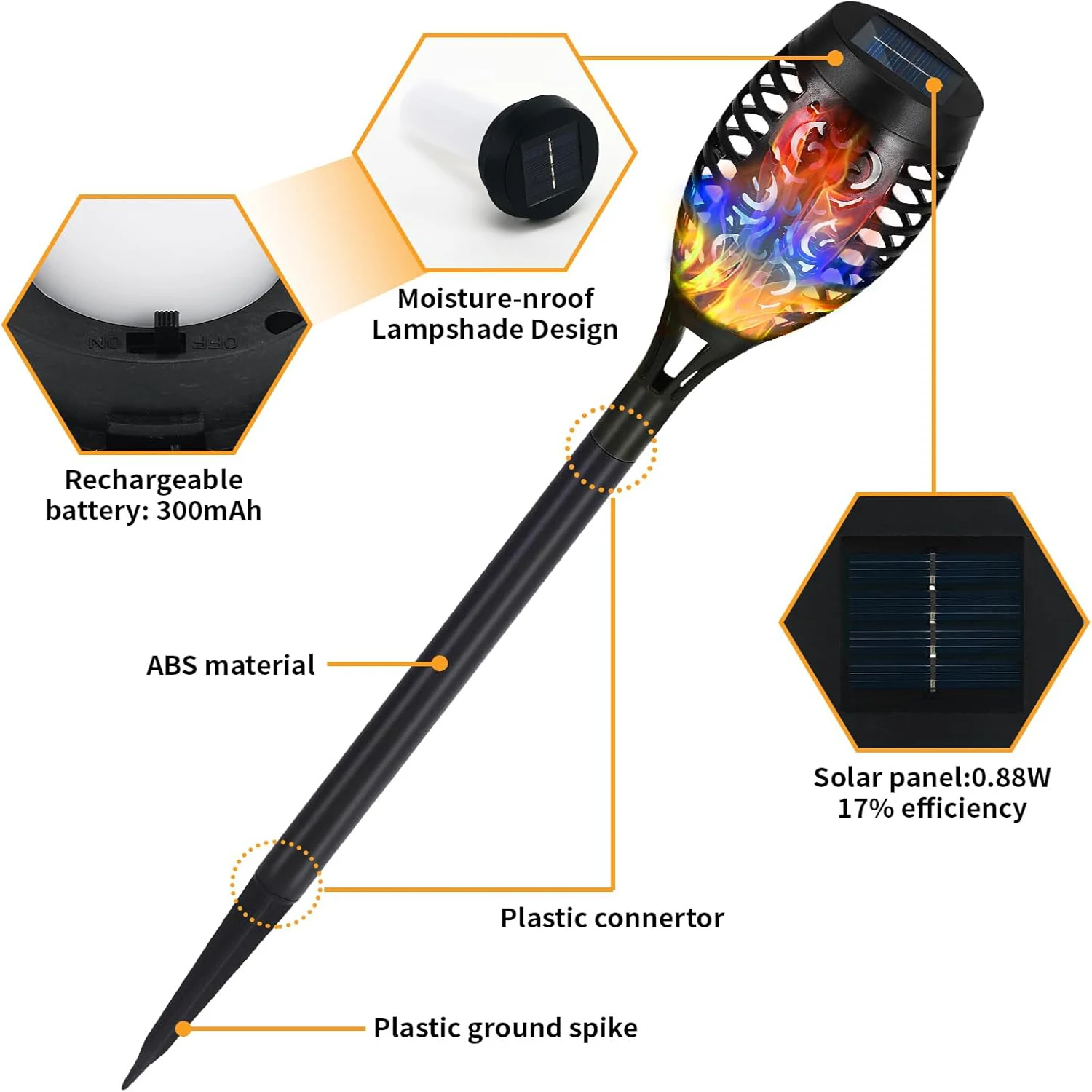 6 حزمة 12LED RGB الشمسية لهب الشعلة أضواء الخفقان ضوء مقاوم للماء حديقة الديكور في الهواء الطلق مسار الحديقة ساحة فناء مصابيح أرضية