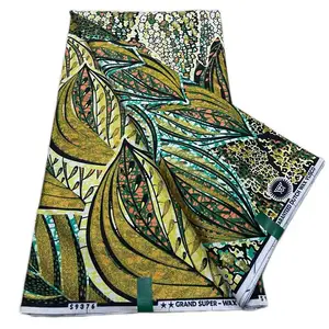 High Quality Grand Super Wax Fabric 100% Cotton African Golden Wax Fabric Wax Ankara Print Fabric For Sewing 6 yards New Arrival