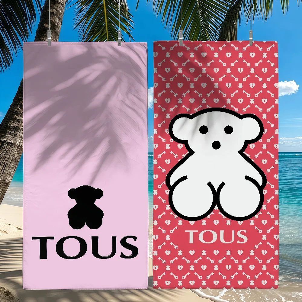 Toalla T-Tous con dibujo de oso, toallas de playa de secado rápido, adecuadas para piscinas, camping, yoga y el gimnasio