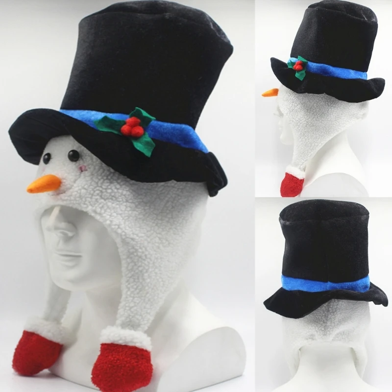 

Funny Christmas Hat Christmas Top Hat with Snowman Earflap Christmas Party Hat Funny Snowman Hat Navidad Props New Year