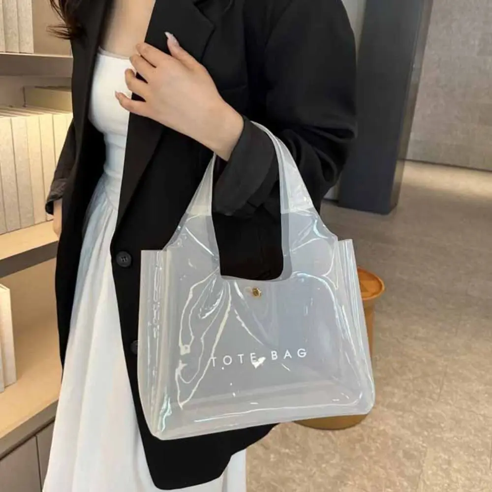 

Простая прозрачная сумка-тоут из ПВХ, летняя сумка-желе, наплечная сумка, косметичка, наплечная сумка с надписью, для плавания