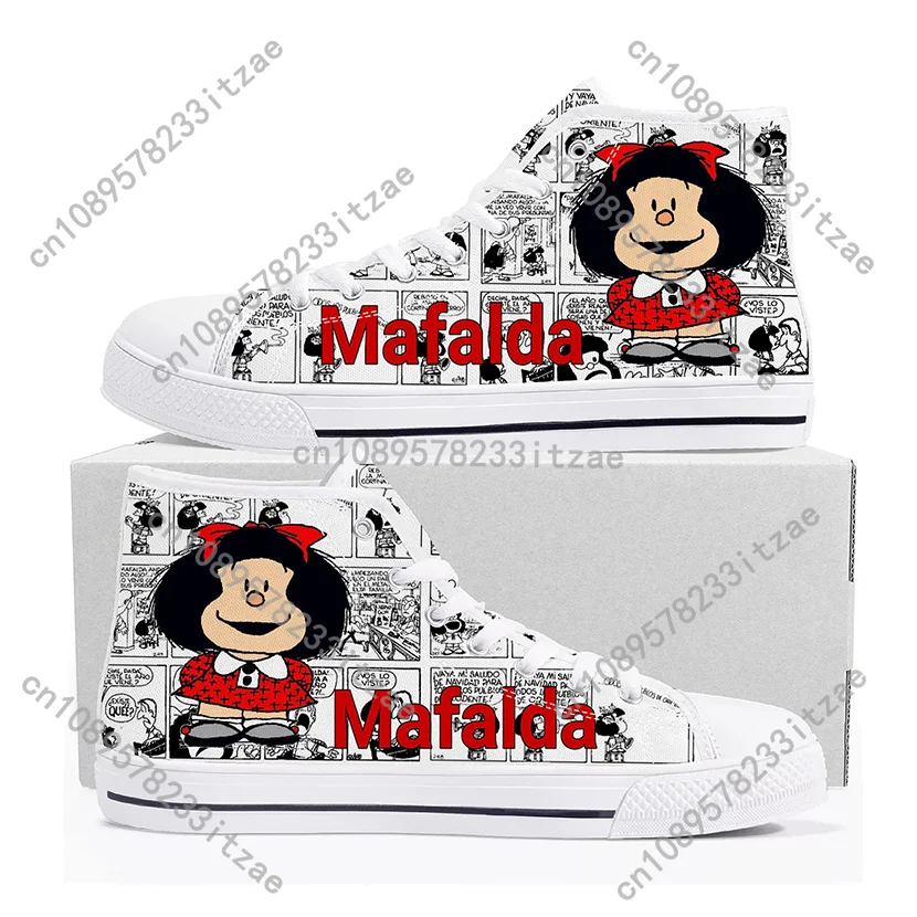 

Hot Cartoon Role Mafalda High Top Sneakers Mens Womens Teenager High Quality Fashion Canvas Shoes Casual Tailor Made Sneaker