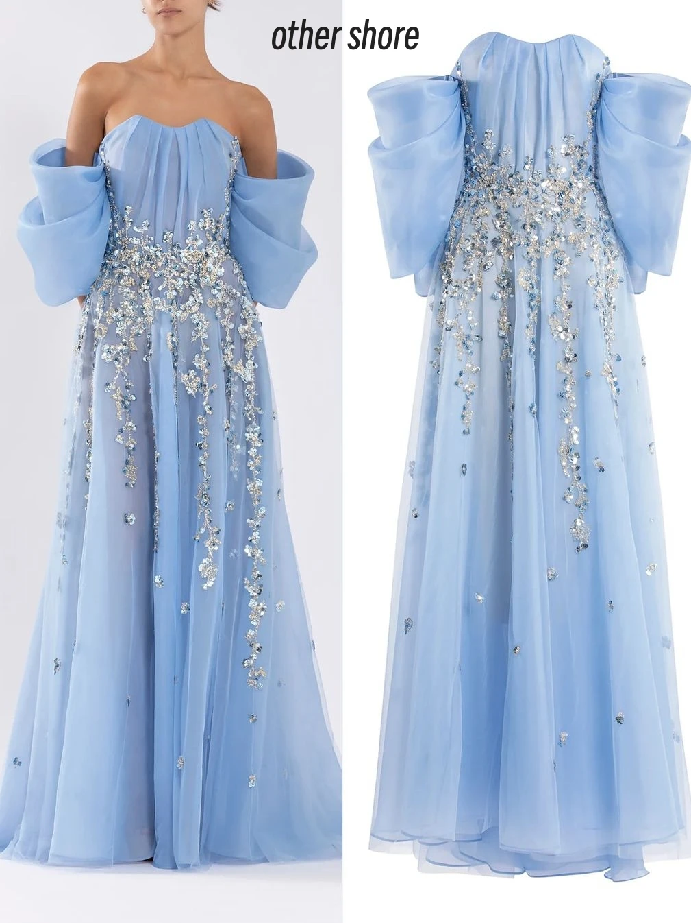 

Other Shore Elegant Vintage Sweet Sky-Blue Beading Applique A-Line Customize Formal Occasion Prom Dress Evening Party Gowns