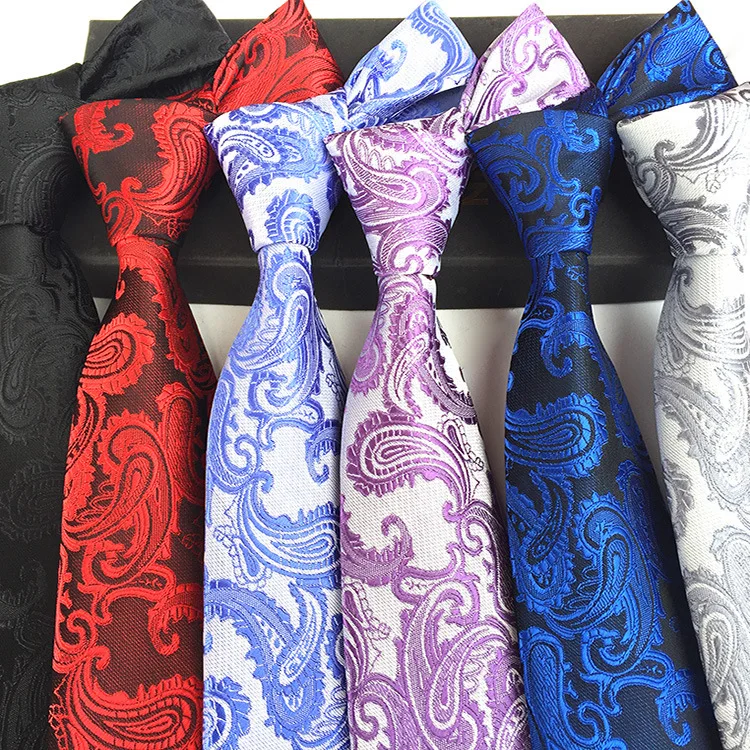 Moda mans gravatas clássico paisley floral seda gravata casamento dos homens festa de casamento cravate negócios gravatas para homens