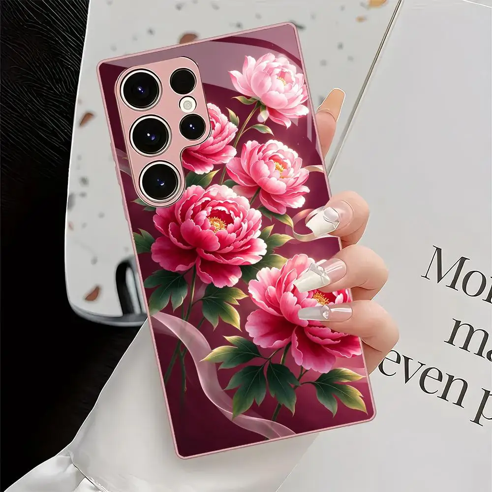 Phone case Bright flowers Tempered Glass s26 Fashion phone case for Samsung Galaxy S26/S25/S24/S23/S22Ultra FE Plus Shockproof