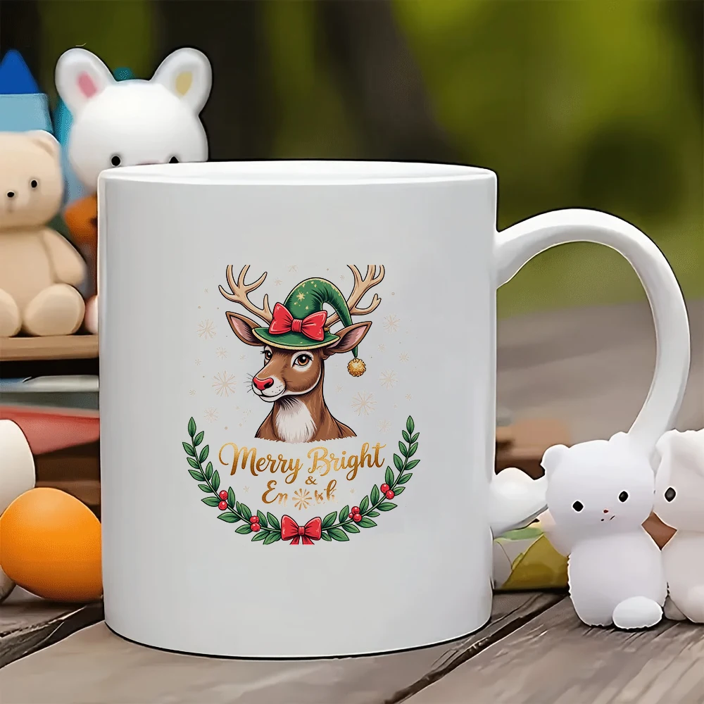 

11oz Mug + Christmas Reindeer Themed Cup + Holiday Cup + Kids Cup + Family Office Coffee Cup + Holiday Gift Set