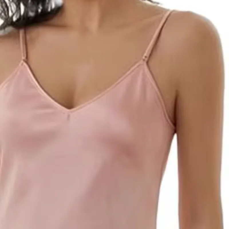 Women's Sexy Nightdress Deep V-Neck Chemise Sexy Slim Fit Mid-Length Nightdress with Spaghetti Straps Feminine Sleep Dress