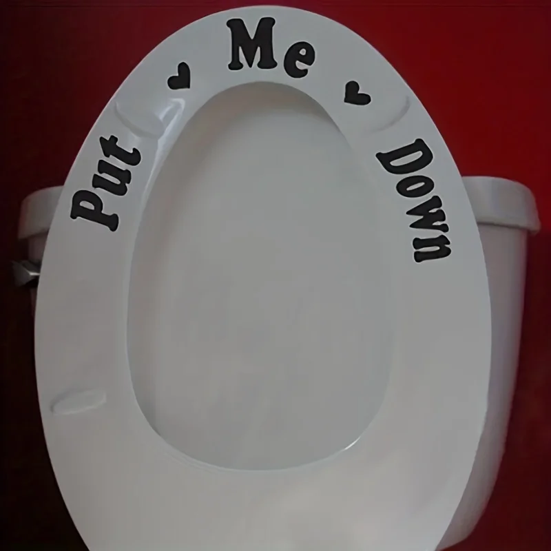 Easy-Apply Toilet Lid Sticker Put Me Down Decal Fun Slogan Glossy Self-Adhesive Bathroom Decal Наклейки На Унитаз