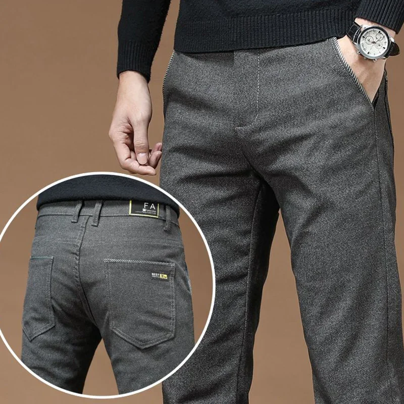 

2025 Men Korean Solid Cotton Linen Pants Male Comfortable Stretch Slimming Casual Pants Classic Fashion Straight Leg Trousers