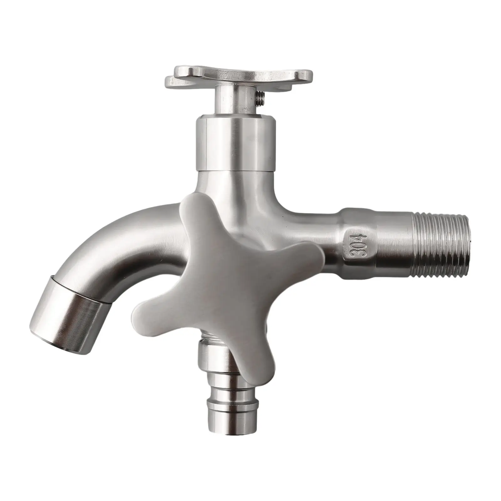 

Anti Crack Dual Use Faucet Stainless Steel Quick Opening Washing Machine Faucet 1 In 2 Out Easy Start/Stop Water Flow