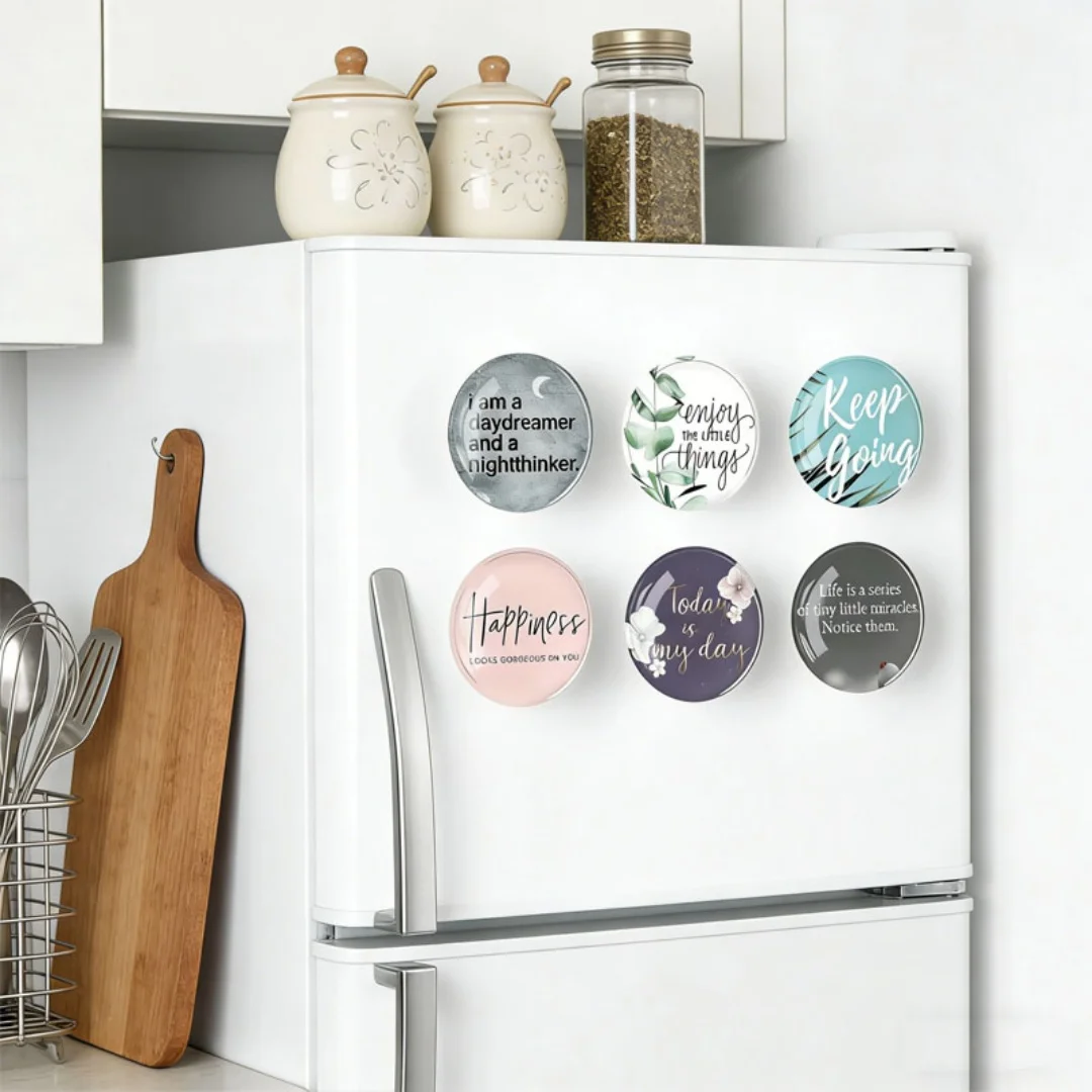 Inspirational Quote Round Fridge Magnets 6/12Pcs Mini Decor Craft Magnets For Kitchen Whiteboard Home Office Desk Accessories