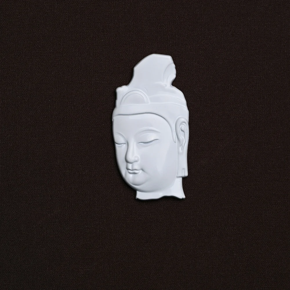 

White Stone Bodhisattva Head Metal Refrigerator Sticker