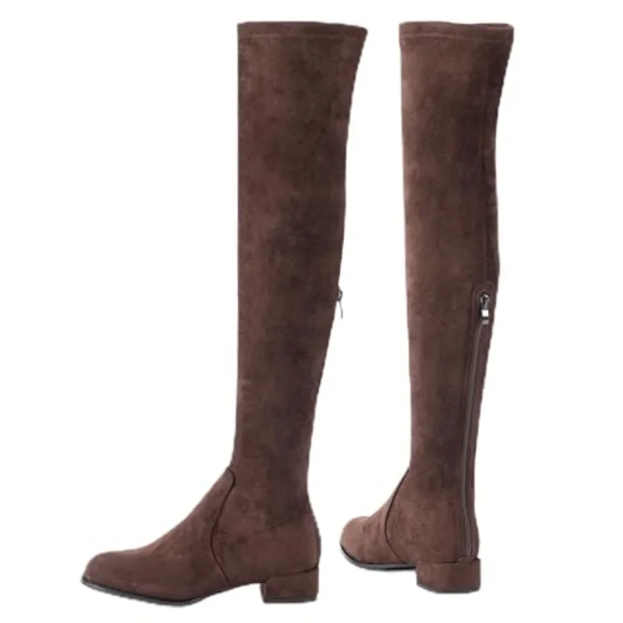 

N.N.G Women Over the Knee Boots Thigh High Suede Block Wter Low Above Flat Long OTK Comfort Poted toe