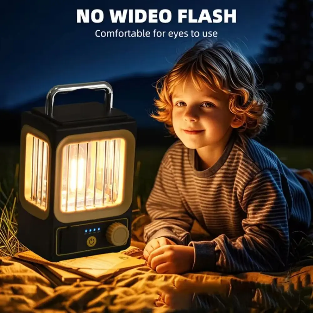 

Stepless Dimming Solar Garden Lamp Waterproof Design Rechargeable Battery Camping Lamp Convenient Charging Handheld Operation