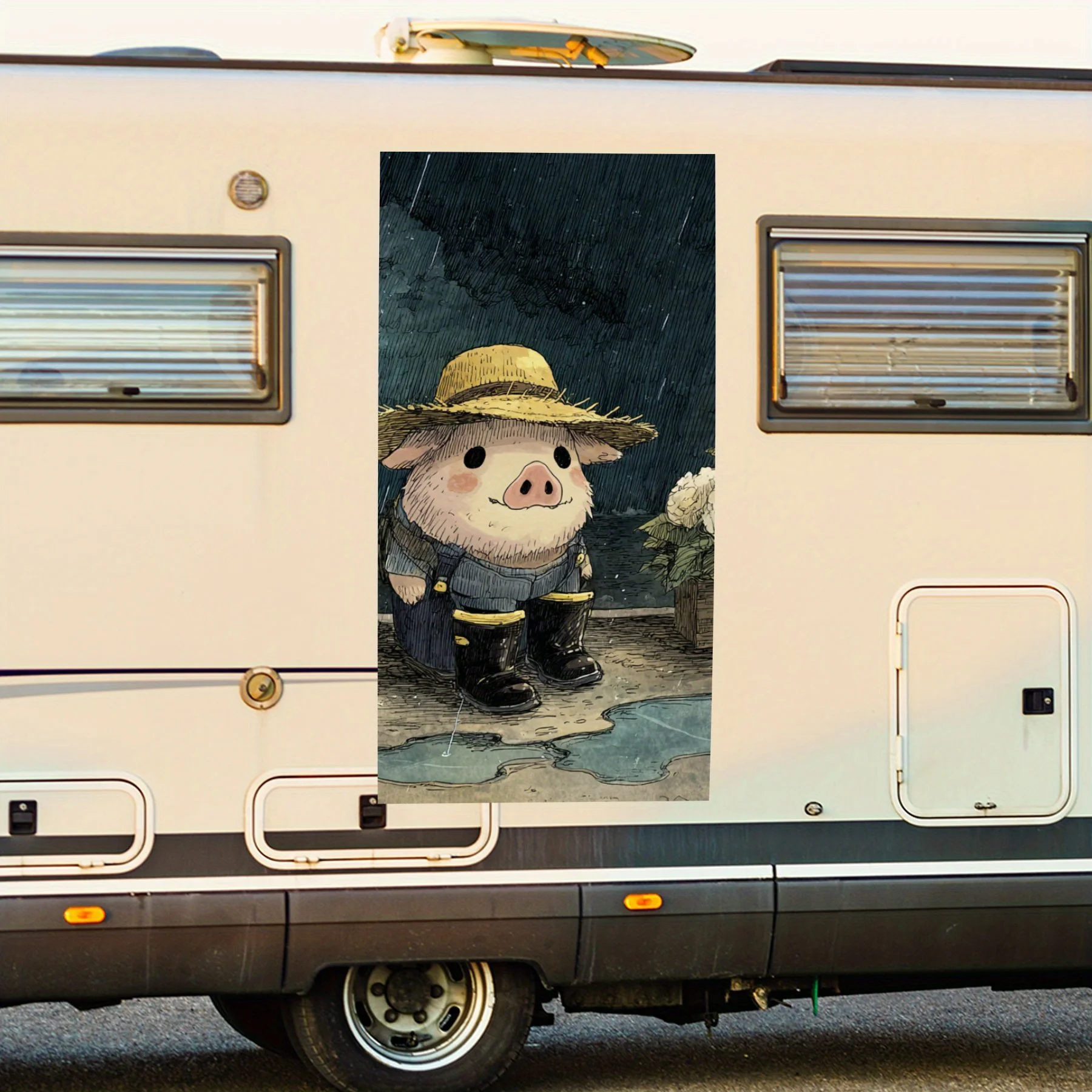 

Pig - Vinyl Decal for RV Rear, Waterproof Self - Adhesive Vinyl Stickers for RV Tail and Bumper, Decoration - Protection RV Viny