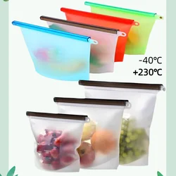 Sacos De Armazenamento De Alimentos Refrigerador Reutilizáveis, Organizador De Cozinha, Silicone, Selagem, Grau, Casa, Fruta, Fresco, 3Pcs