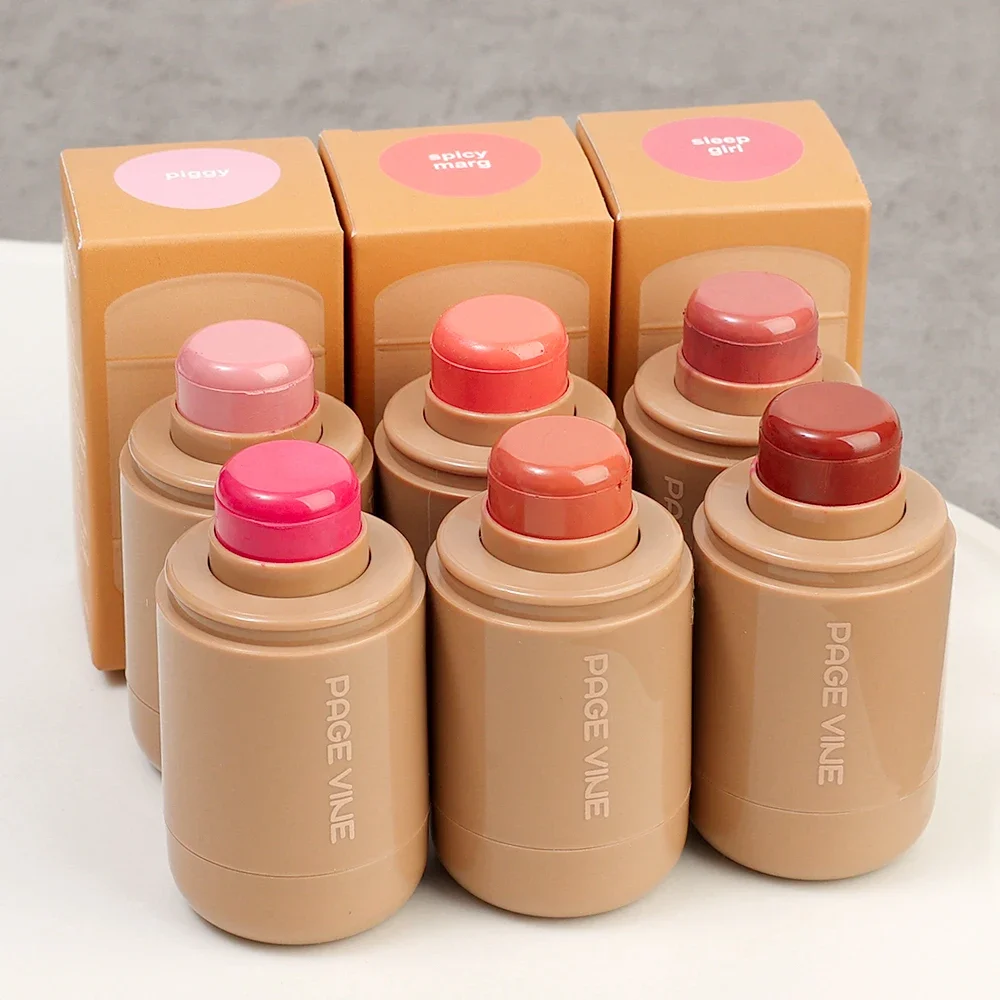 Bâton de fard à joues de poche 3 en 1, rendu de document naturel, crème rouge lisse et hydratante pour le visage, imperméable, 256 cosmétiques de maquillage de contour