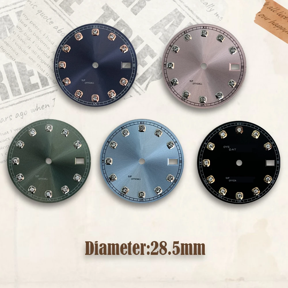 

Sunray Diamond Dial 28.5mm NH35 Dial S Dial Fit NH35/NH36/4R/7S Movement Watch Modification Accessories