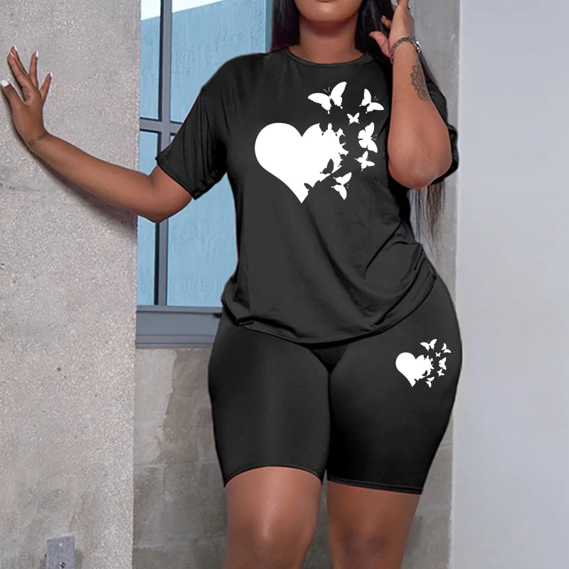 

Hot Sales Womens Tracksuit Printing Casual T-shirt+Short 2 Pcs Set 2025 Jogging Streetwear Summer Cool Women Short Suit Popular