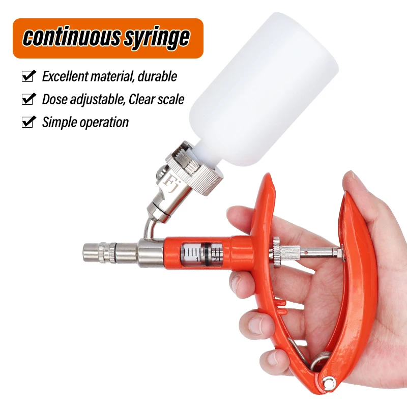 2ml/5ml Animal Continuous Syringe Veterinary Chicken Automatic Vaccine Syringe Animal Injection Dosing Device with Bottles