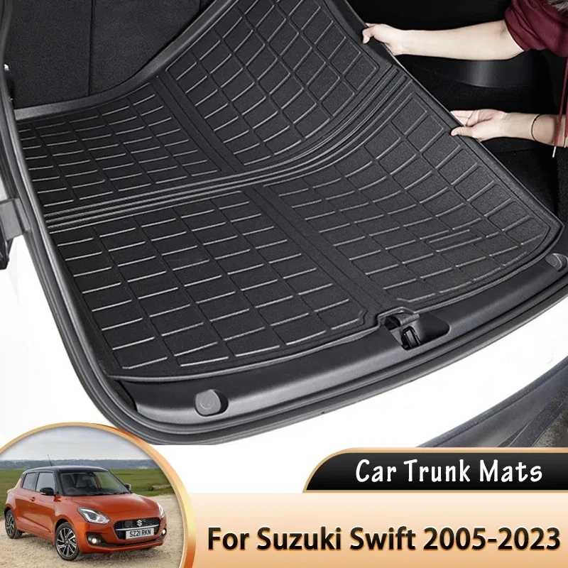 Car Trunk Mat Boot Cargo Liner Tray Rear Trunk Luggage Floor Carpet for Suzuki Swift Hatchback Sport RS416 2005~2023 Accessories