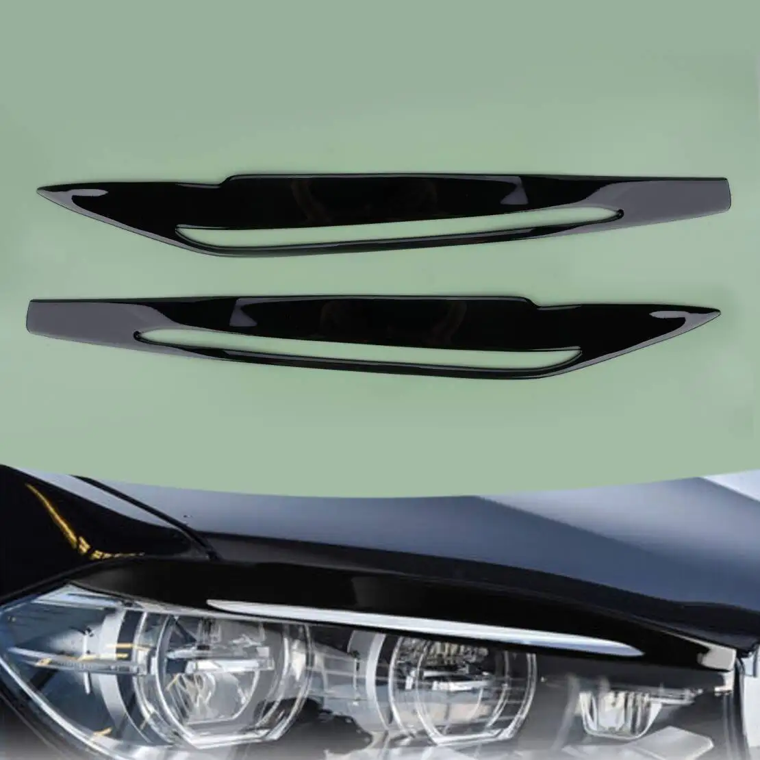 

1 пара фортепианно-черных фар, накладка на брови, пластиковая накладка, подходит для BMW X5 F15 2014 2015 2016 2017 2018