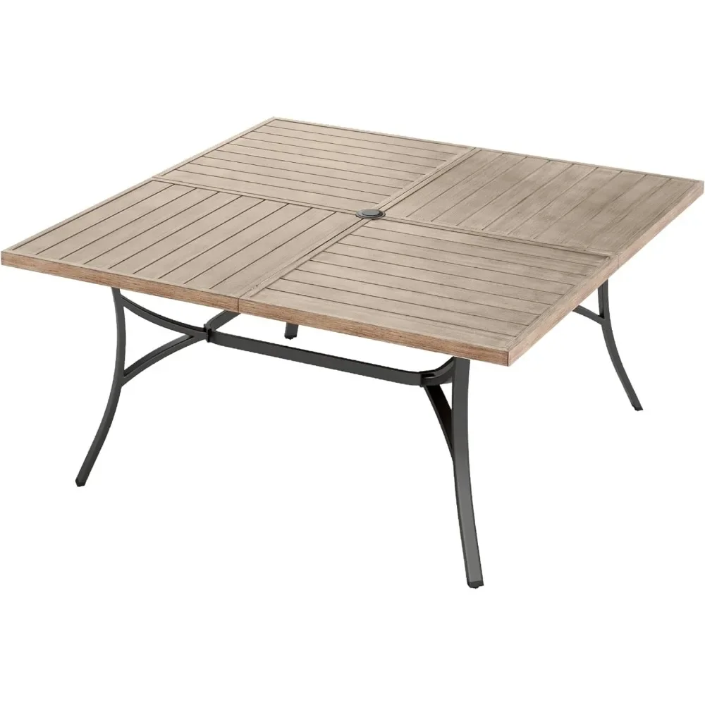 

60" Square Metal Outdoor Dining Table, Large Patio Furniture 8 Person Table with 1.57" Umbrella Hole for Deck,Backyard,Garden