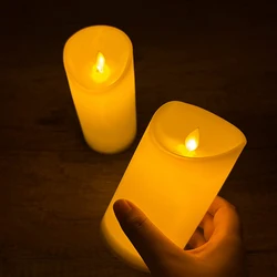 Flammenlose LED-Stumpenkerze. Warme leuchtende Kerzen für Zuhause, elektrische Kerzen für Weihnachtsfeier, Tischdekoration