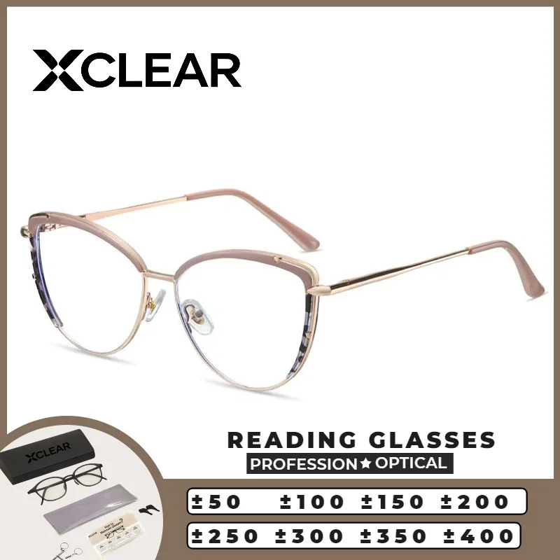 

Очки для чтения XCLEAR женские, универсальные, в форме кошачьего глаза, с защитой от синего света, легкие, для узкого лица, новый стильный дизайн